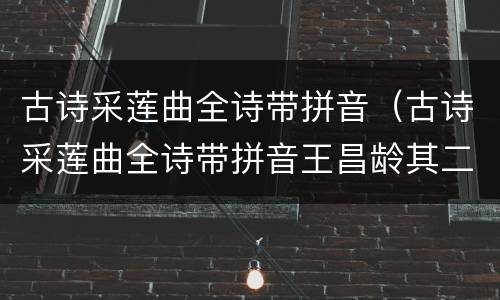 古诗采莲曲全诗带拼音（古诗采莲曲全诗带拼音王昌龄其二）