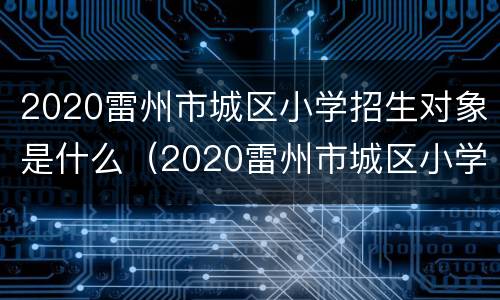 2020雷州市城区小学招生对象是什么（2020雷州市城区小学招生对象是什么呢）