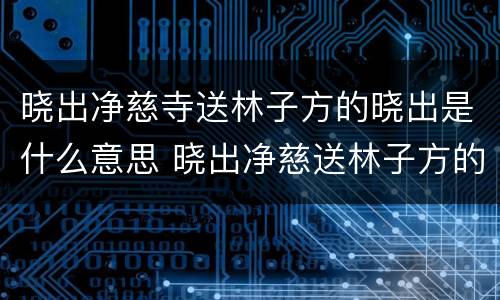 晓出净慈寺送林子方的晓出是什么意思 晓出净慈送林子方的意思
