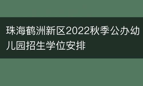 珠海鹤洲新区2022秋季公办幼儿园招生学位安排