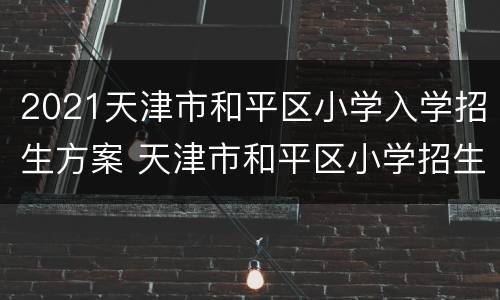 2021天津市和平区小学入学招生方案 天津市和平区小学招生政策2021