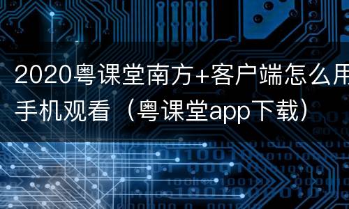 2020粤课堂南方+客户端怎么用手机观看（粤课堂app下载）