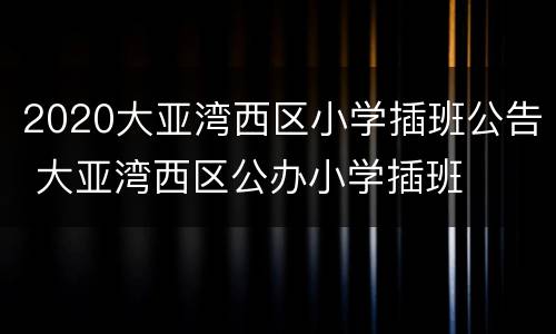 2020大亚湾西区小学插班公告 大亚湾西区公办小学插班