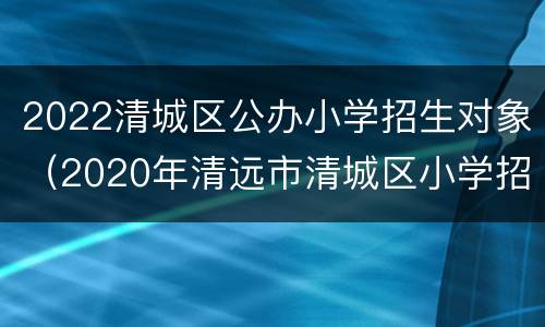 2022清城区公办小学招生对象（2020年清远市清城区小学招生）