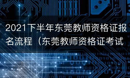 2021下半年东莞教师资格证报名流程（东莞教师资格证考试地点）