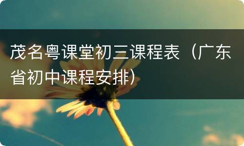 茂名粤课堂初三课程表（广东省初中课程安排）