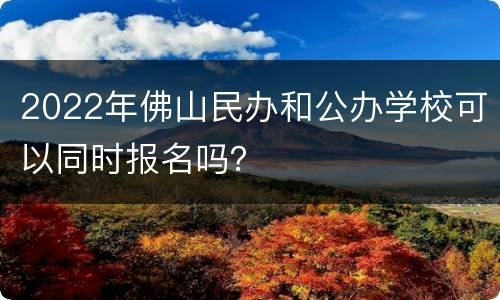 2022年佛山民办和公办学校可以同时报名吗？