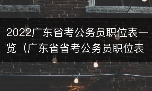 2022广东省考公务员职位表一览（广东省省考公务员职位表2020）