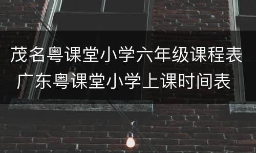 茂名粤课堂小学六年级课程表 广东粤课堂小学上课时间表