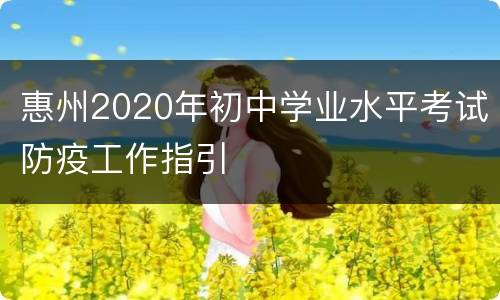 惠州2020年初中学业水平考试防疫工作指引