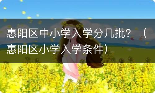 惠阳区中小学入学分几批？（惠阳区小学入学条件）