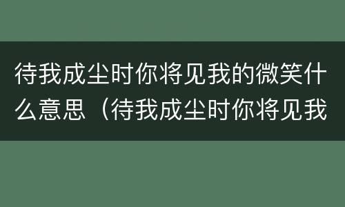 待我成尘时你将见我的微笑什么意思（待我成尘时你将见我的微笑什么意思 八佰）