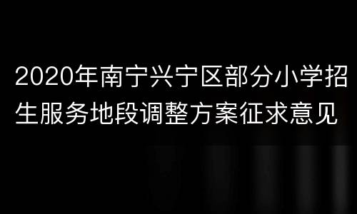 2020年南宁兴宁区部分小学招生服务地段调整方案征求意见