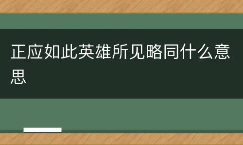 正应如此英雄所见略同什么意思