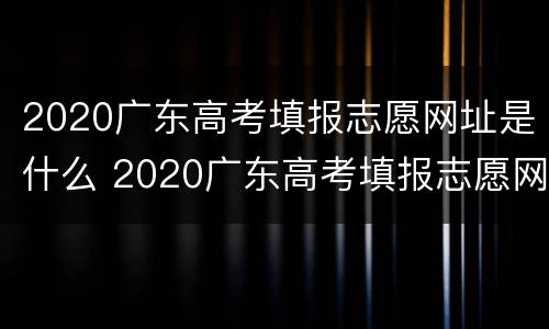 2020广东高考填报志愿网址是什么 2020广东高考填报志愿网址是什么呀