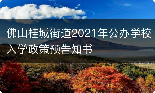 佛山桂城街道2021年公办学校入学政策预告知书