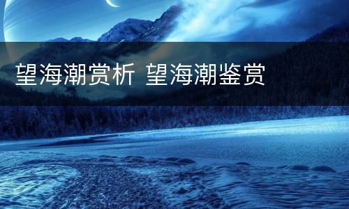 望海潮赏析 望海潮鉴赏