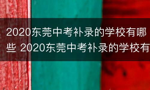 2020东莞中考补录的学校有哪些 2020东莞中考补录的学校有哪些呢