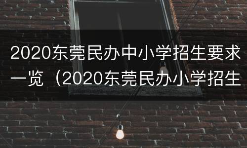 2020东莞民办中小学招生要求一览（2020东莞民办小学招生信息）