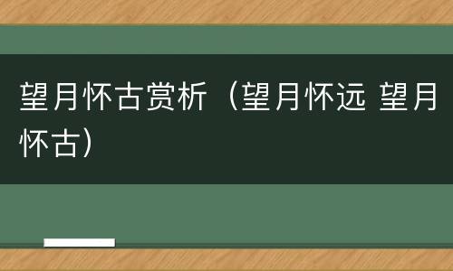 望月怀古赏析（望月怀远 望月怀古）