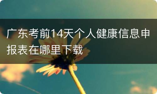 广东考前14天个人健康信息申报表在哪里下载