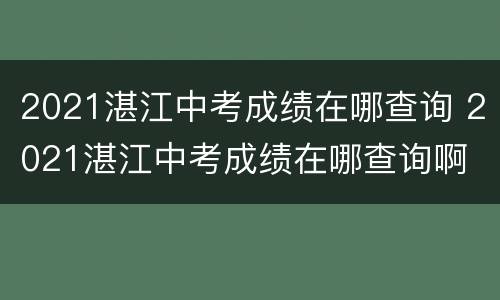 2021湛江中考成绩在哪查询 2021湛江中考成绩在哪查询啊