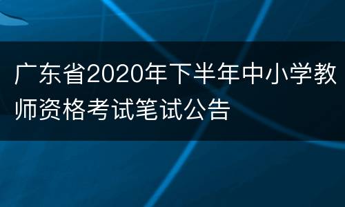 广东省2020年下半年中小学教师资格考试笔试公告