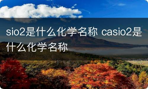 sio2是什么化学名称 casio2是什么化学名称