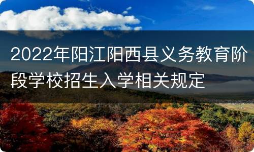 2022年阳江阳西县义务教育阶段学校招生入学相关规定