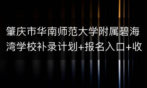 肇庆市华南师范大学附属碧海湾学校补录计划+报名入口+收费一览