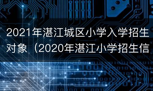 2021年湛江城区小学入学招生对象（2020年湛江小学招生信息）