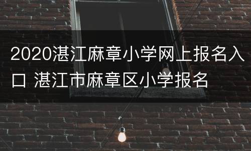 2020湛江麻章小学网上报名入口 湛江市麻章区小学报名
