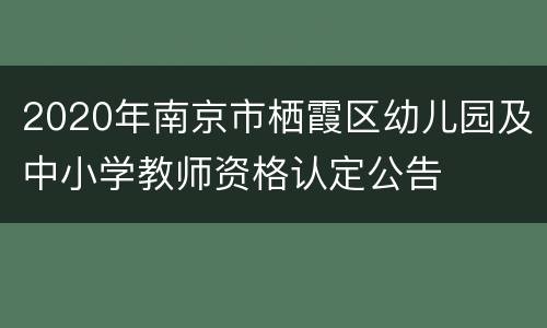 2020年南京市栖霞区幼儿园及中小学教师资格认定公告