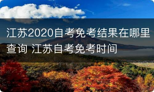 江苏2020自考免考结果在哪里查询 江苏自考免考时间