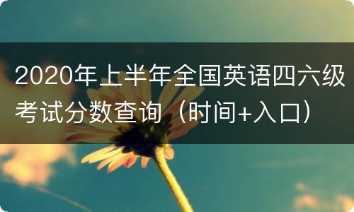 2020年上半年全国英语四六级考试分数查询（时间+入口）