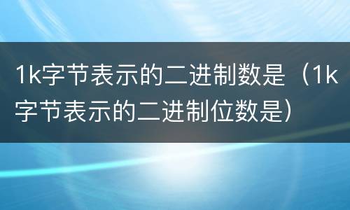 1k字节表示的二进制数是（1k字节表示的二进制位数是）