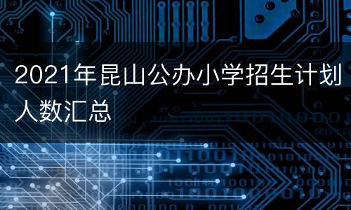 2021年昆山公办小学招生计划人数汇总