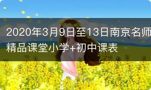 2020年3月9日至13日南京名师精品课堂小学+初中课表