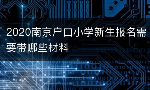 2020南京户口小学新生报名需要带哪些材料