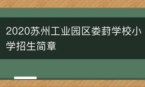 2020苏州工业园区娄葑学校小学招生简章