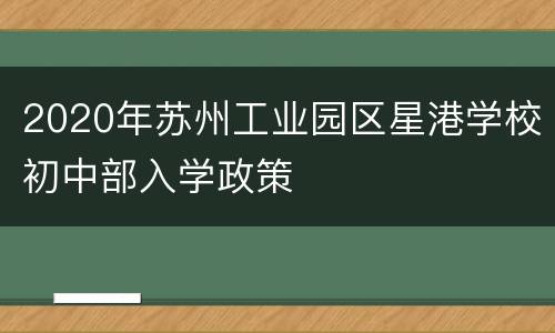 2020年苏州工业园区星港学校初中部入学政策