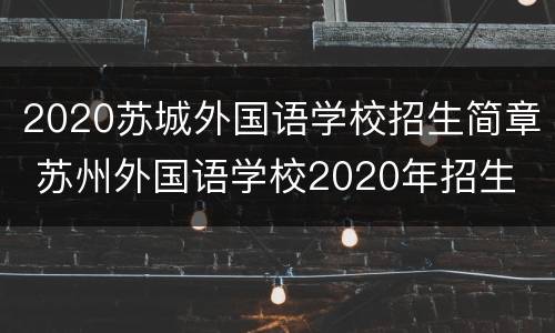 2020苏城外国语学校招生简章 苏州外国语学校2020年招生