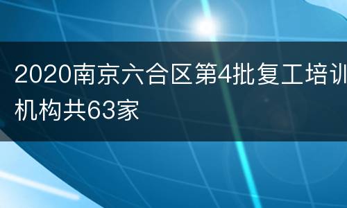 2020南京六合区第4批复工培训机构共63家