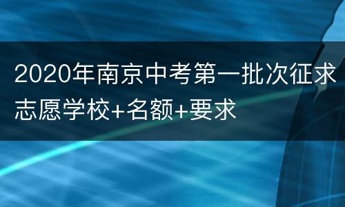 2020年南京中考第一批次征求志愿学校+名额+要求