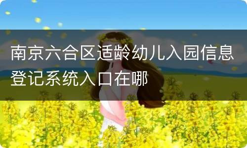 南京六合区适龄幼儿入园信息登记系统入口在哪