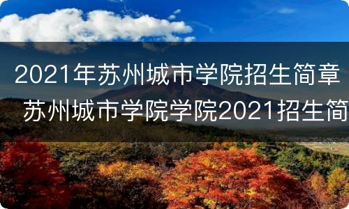 2021年苏州城市学院招生简章 苏州城市学院学院2021招生简章