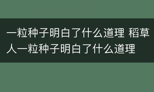 一粒种子明白了什么道理 稻草人一粒种子明白了什么道理