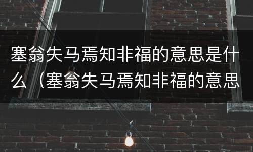 塞翁失马焉知非福的意思是什么（塞翁失马焉知非福的意思是什么哲学）