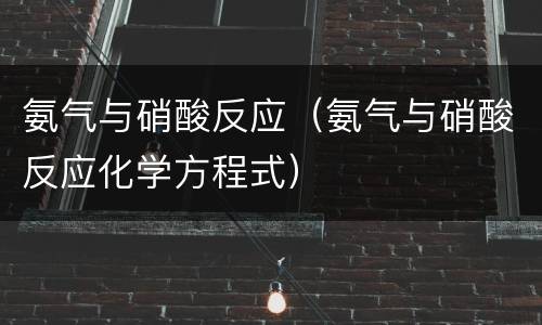 氨气与硝酸反应（氨气与硝酸反应化学方程式）