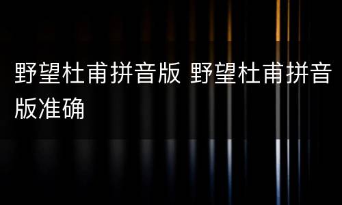 野望杜甫拼音版 野望杜甫拼音版准确